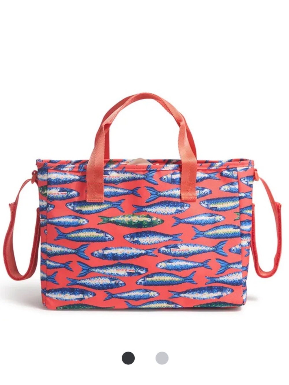 Vera Bradley Coral Tote with Blue Fish Print
